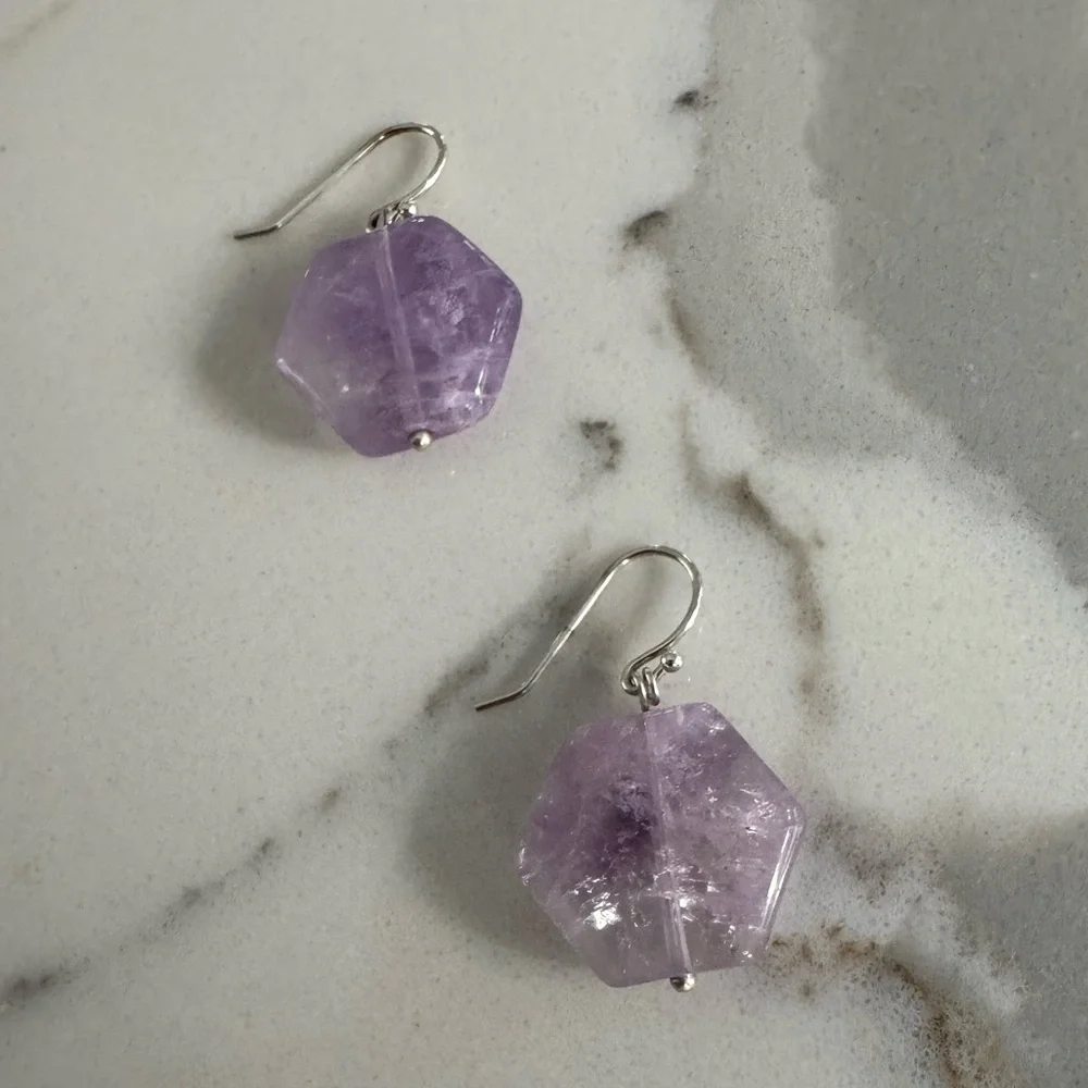 NWOT Tuckernuck Rock Candy Earrings, Amethyst, Sterling Silver